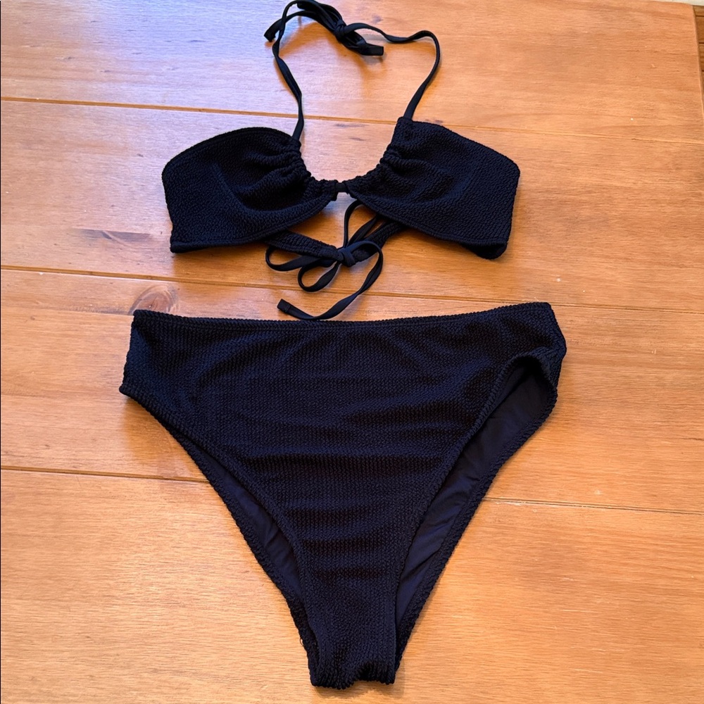 Black Crinkle High Waisted Bikini